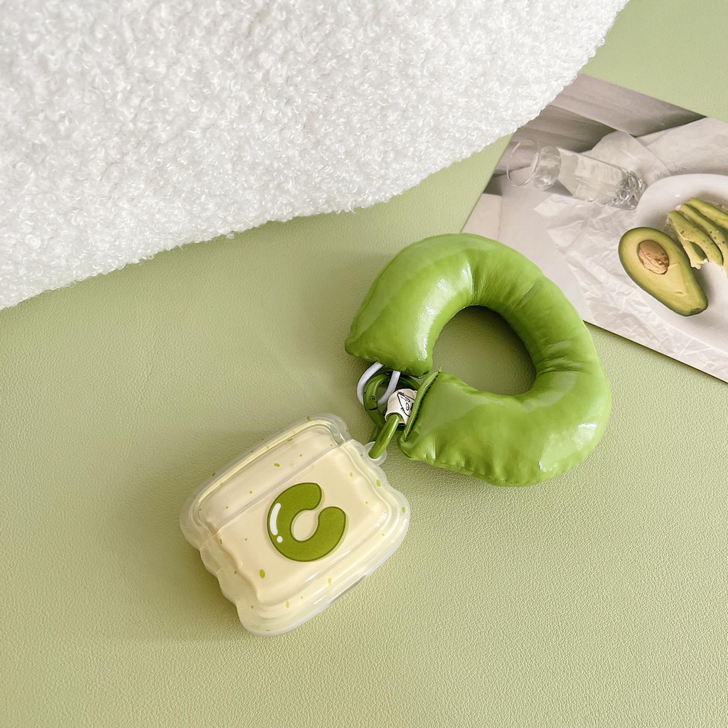 Vỏ Bảo Vệ Hộp Sạc Tai Nghe Bluetooth AirPods 1 2 pro 3 2021 gen3 Bằng Silicon Chống Sốc Họa Tiết Chữ C Màu Xanh Lá