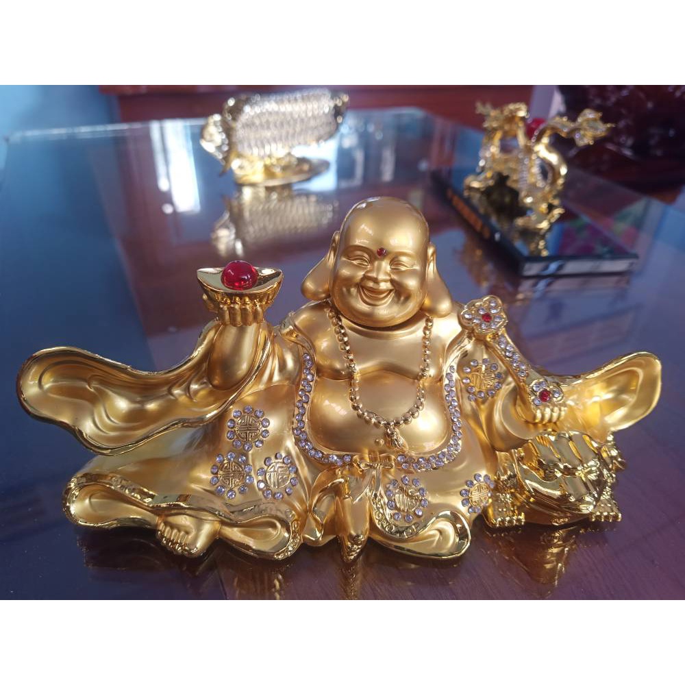 Tượng Phật Di Lặc Vật Phẩm Phong Thủy - Tượng Phật Mạ Vàng Trang Trí Taplo, Bàn Làm Việc