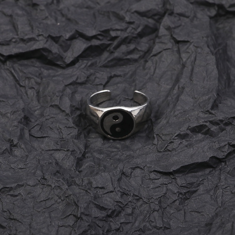 Nhẫn Màu Đen Thiết Kế Đơn Giản Phong Cách Hip hop Hàn Quốc Thời Trang Cho Nam Và Nữ