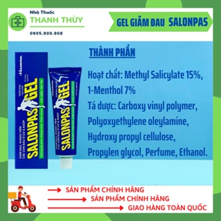 Salonpas Gel Tuýp 30G Giảm Đau Khớp, Đau Cơ, Đau Vai, Bầm Tím