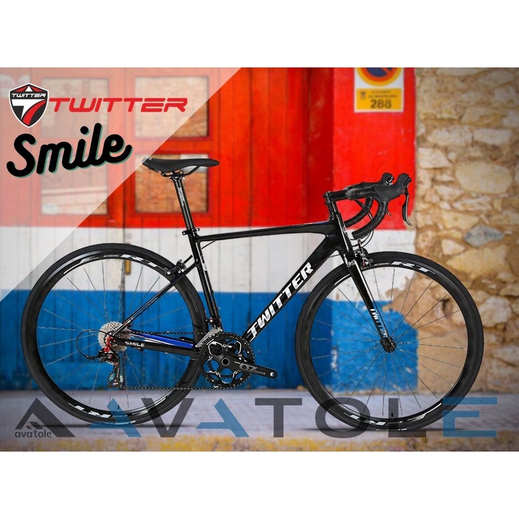 Xe đạp đua Twitter Smile, Khung sườn hợp kim nhôm AL7005, phanh chữ C Retrospec, Chuyển số Shimano Claris R2000, màu đen