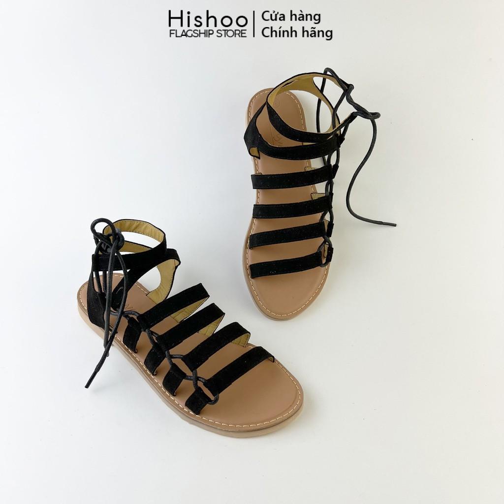 Giày Sandal đi học Chiến Binh Nữ Thời Trang biển Quai hậu Thắt Dây Mảnh Cao Cấp Hishoo S031