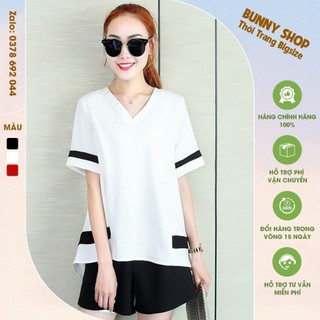 BOBEO012 - Bộ cộc phối màu cho người béo mập, mũm mĩm bigsize che bụng mỡ cho người từ 40kg - 130kg