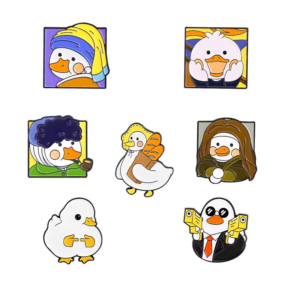 Ghim cài áo trang trí Qihe Jewelry hình vịt hoạt hình đáng yêu