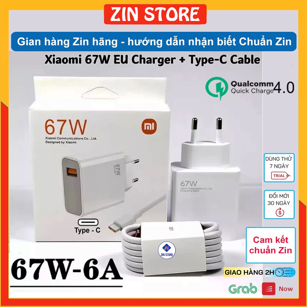 Bộ sạc nhanh Zin, chuẩn hãng Xiaomi 22.5W, 27W, 33W, 65W: Củ sạc nhanh + Dây sạc Xiaomi phù hợp mọi máy Xiaomi