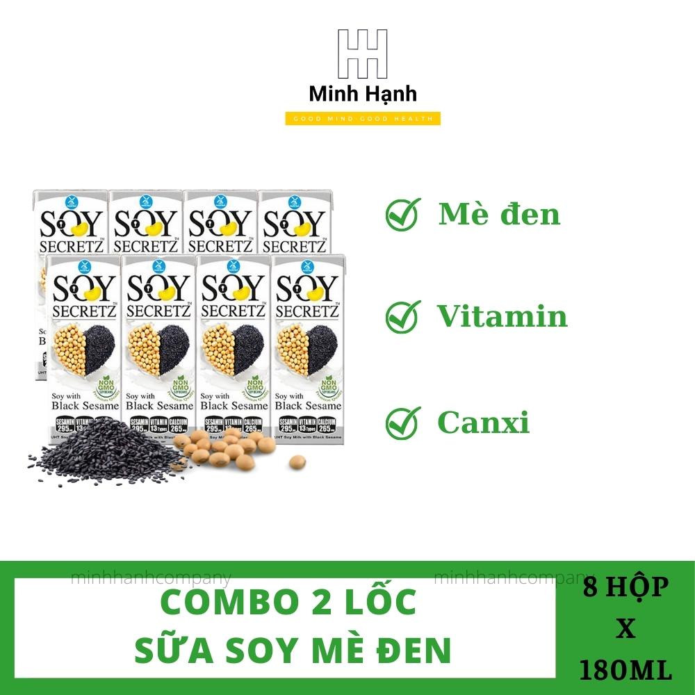 Bộ Hai Lốc 8 Hộp Sữa Đậu Nành Mè Đen Soy Secretz Minh Hạnh Nhập Khẩu Từ Thái Thơm Ngon Bổ Dưỡng Hương Vị Độc Đáo Hộp 180