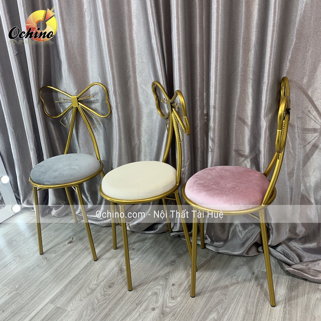 Ghế Nơ Ngồi Bàn Trang Điểm Siêu Xinh ( Hàng Có Sẵn Đủ Màu)