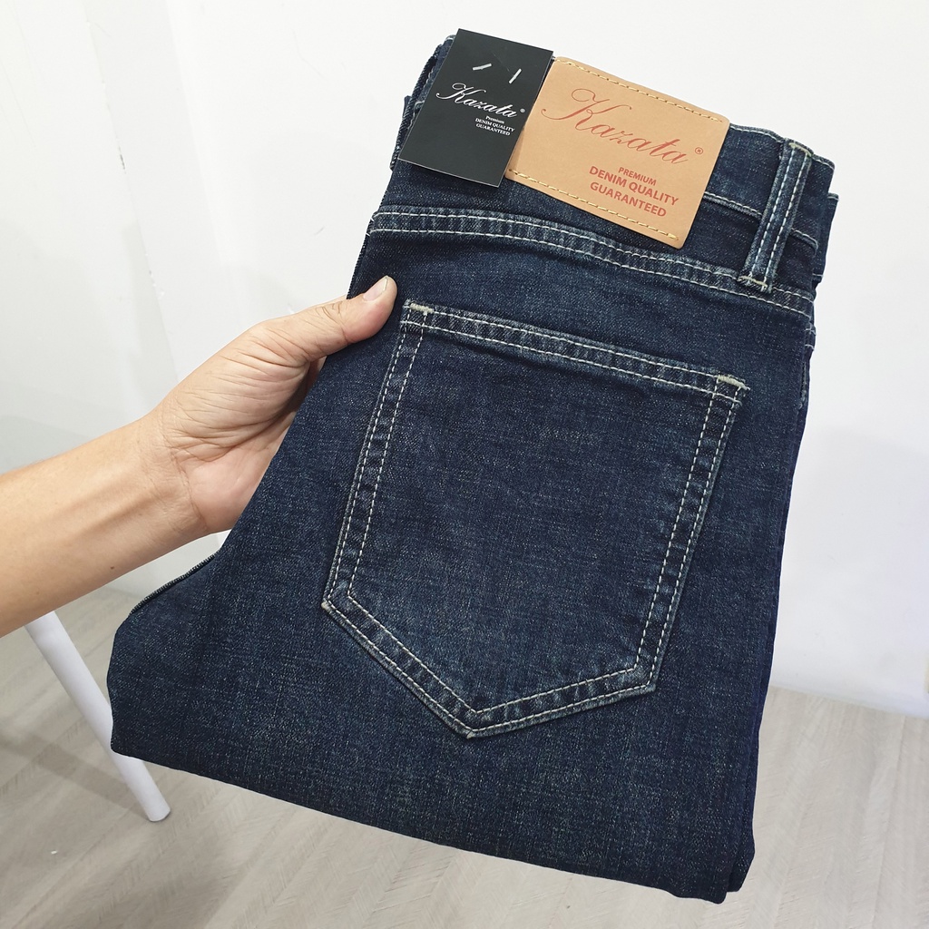 Quần Jean Nam Cao Cấp Xanh Rêu KAZATA Co Giãn