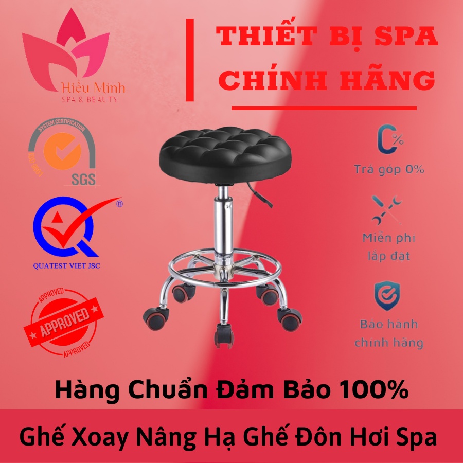 Ghế múi xoay | ghế đôn hơi spa có bánh xe nâng cao hạ thấp tiện lợi