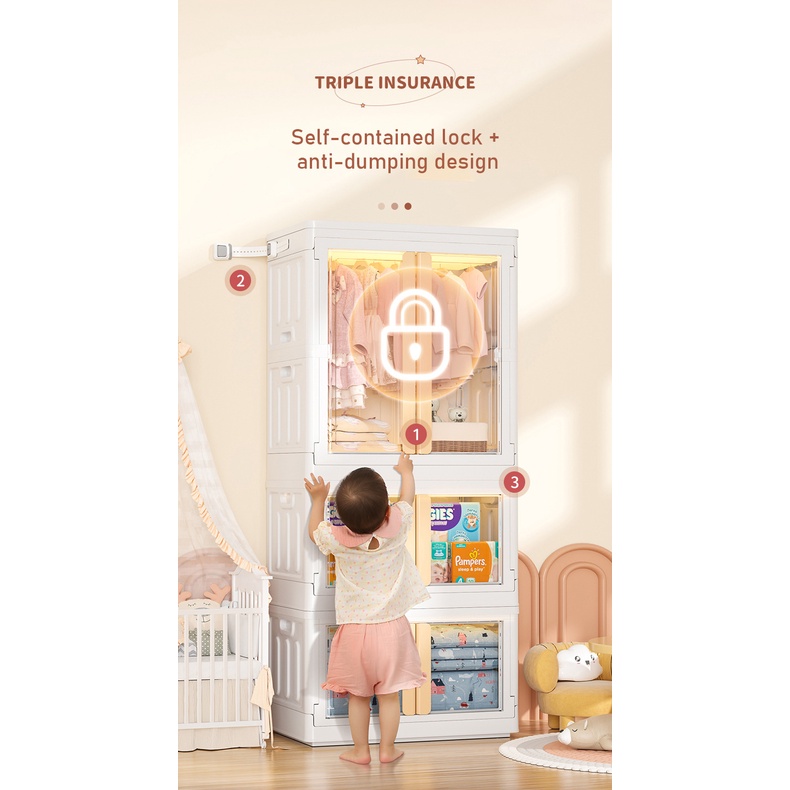 AladdingTủ Quần Áo Trẻ Em Bằng Nhựa Trong Suốt Lắp Ráp Dễ Dàng.