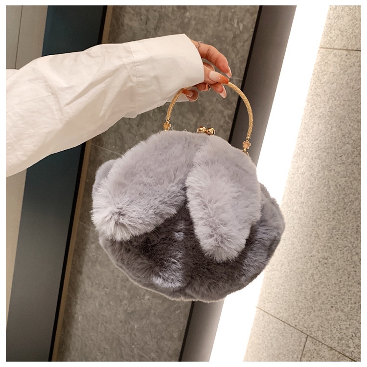 Túi Xách Đeo Vai Phủ Bông Hình Tai Thỏ Thời Trang Mùa Thu 2022 Dành Cho Nữ