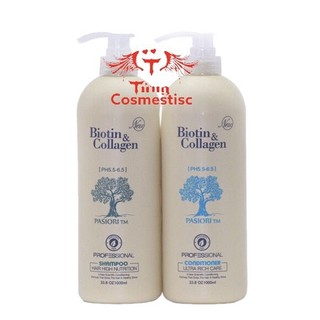 Dầu gội cặp biotin collagen 1000ml | dầu gội đầu ngăn ngừa rụng tóc, gàu & kiềm dầu, phục hồi hư tổn