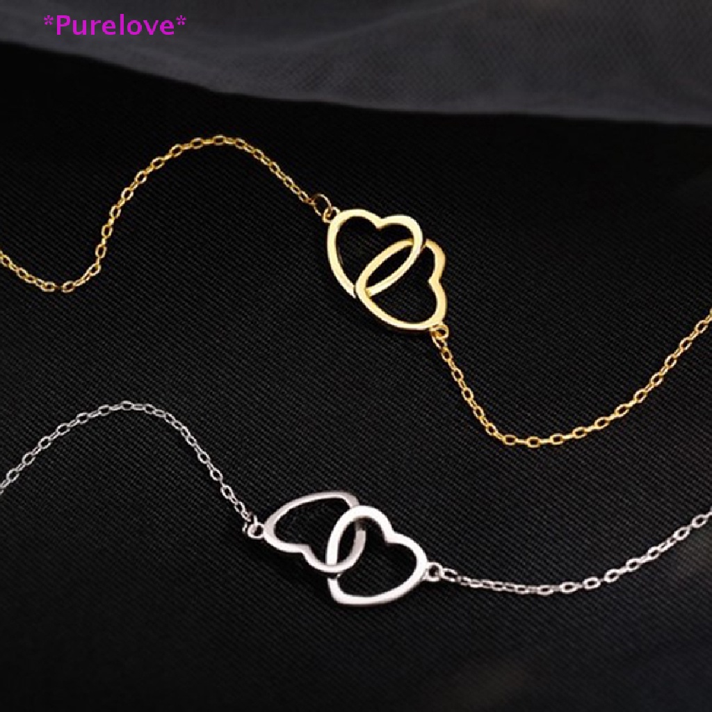 Vòng cổ Mặt Trái Tim Đôi Bằng Thép Không Gỉ Thời Trang Mới