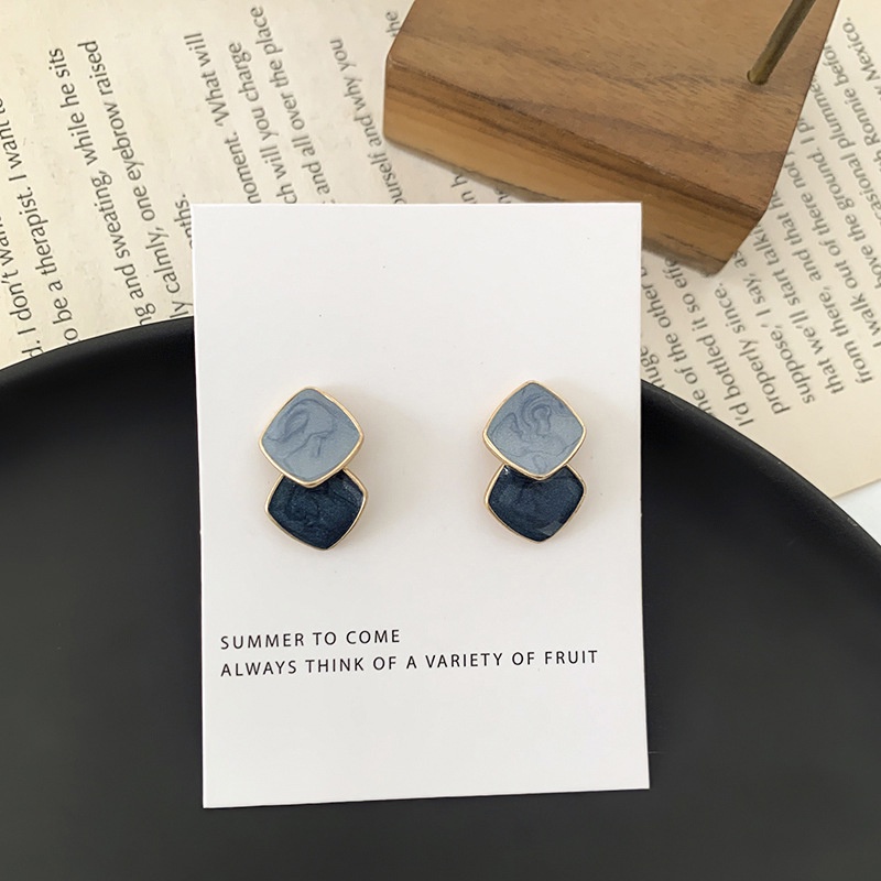 Khuyên tai kẹp không bấm lỗ chốt cố định K142 bằng hợp kim vàng hình khối dáng midi Leous Accessories