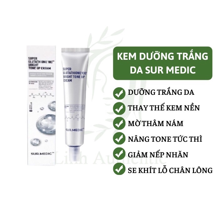 Kem Dưỡng Trắng Da SUR MEDIC Super Glutathione 100 Bright Tone Up Cream 40ml Hàn Quốc