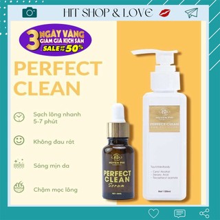 Kem tẩy lông 120ml+ Serum triệt lông 20ml Perfect Clean Huyền Phi sạch lông trắng mịn da không đau rát