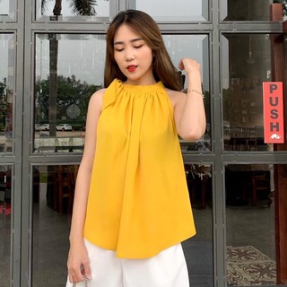 G.MAC FASHION - Áo lụa cổ yếm vàng