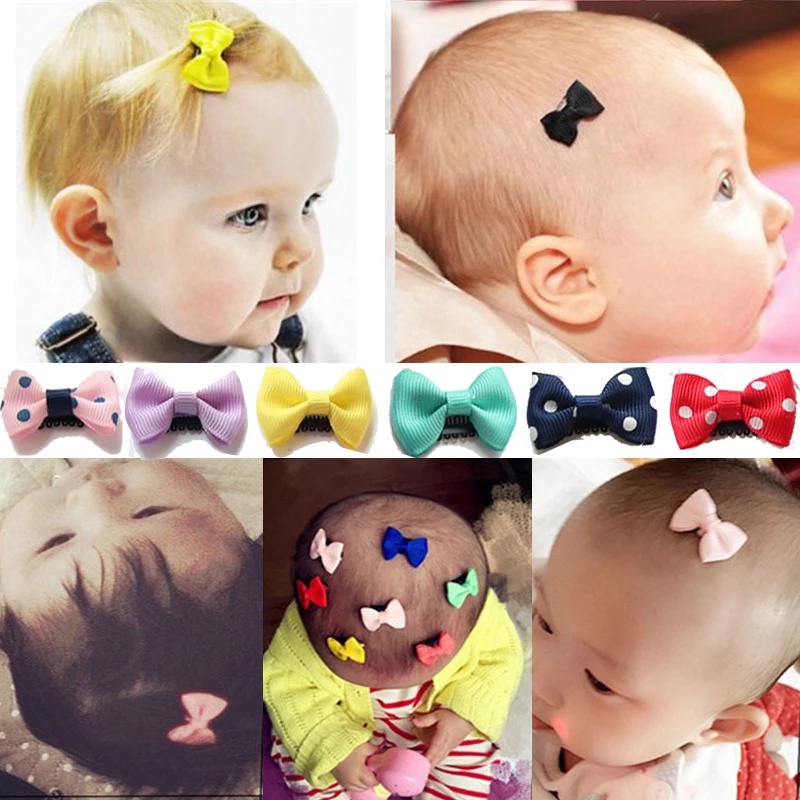10Pcs/lot Candy Color Baby Mini Small Bow Hair Clips Safety Hair Pins Barrettes for Children Girls Kids Hair Accessories