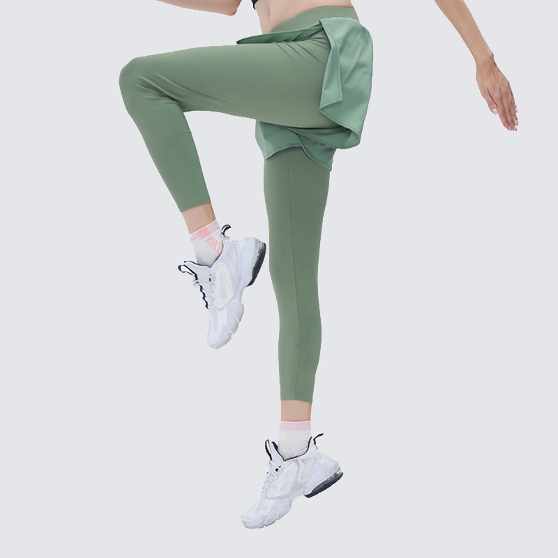 Quần Tập Yoga Giả Hai Mảnh Dáng Rộng Co Giãn Không Đường May Nhanh Khô Thời Trang Mùa Hè Dành Cho Nữ