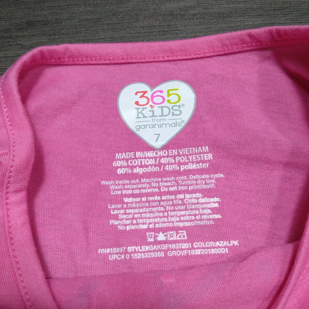 Áo thun dài tay bé gái 365 Kid size  VNXK.