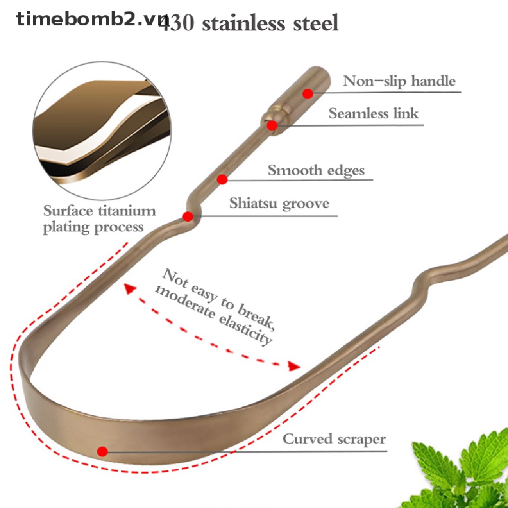 {Thời Trang Mới} Dụng Cụ Nạo Làm Sạch Lưỡi Bằng Thép Không Gỉ Vệ Sinh Răng Miệng