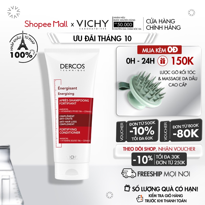 Dầu xả tăng cường dưỡng tóc chắc khoẻ, giảm gãy rụng Vichy Dercos Energisant 200ml