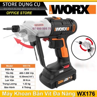 20v máy khoan vặn vít dùng pin li-ion worx wx176 - worx orange
