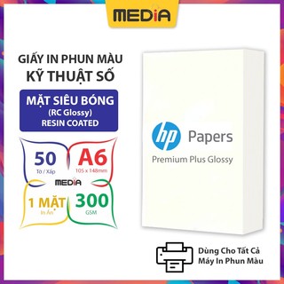 Giấy In Ảnh Cao Cấp HP Premium Plus Glossy (Resin Coated RC) 1 Mặt Siêu Bóng A6 300gsm 50 Tờ