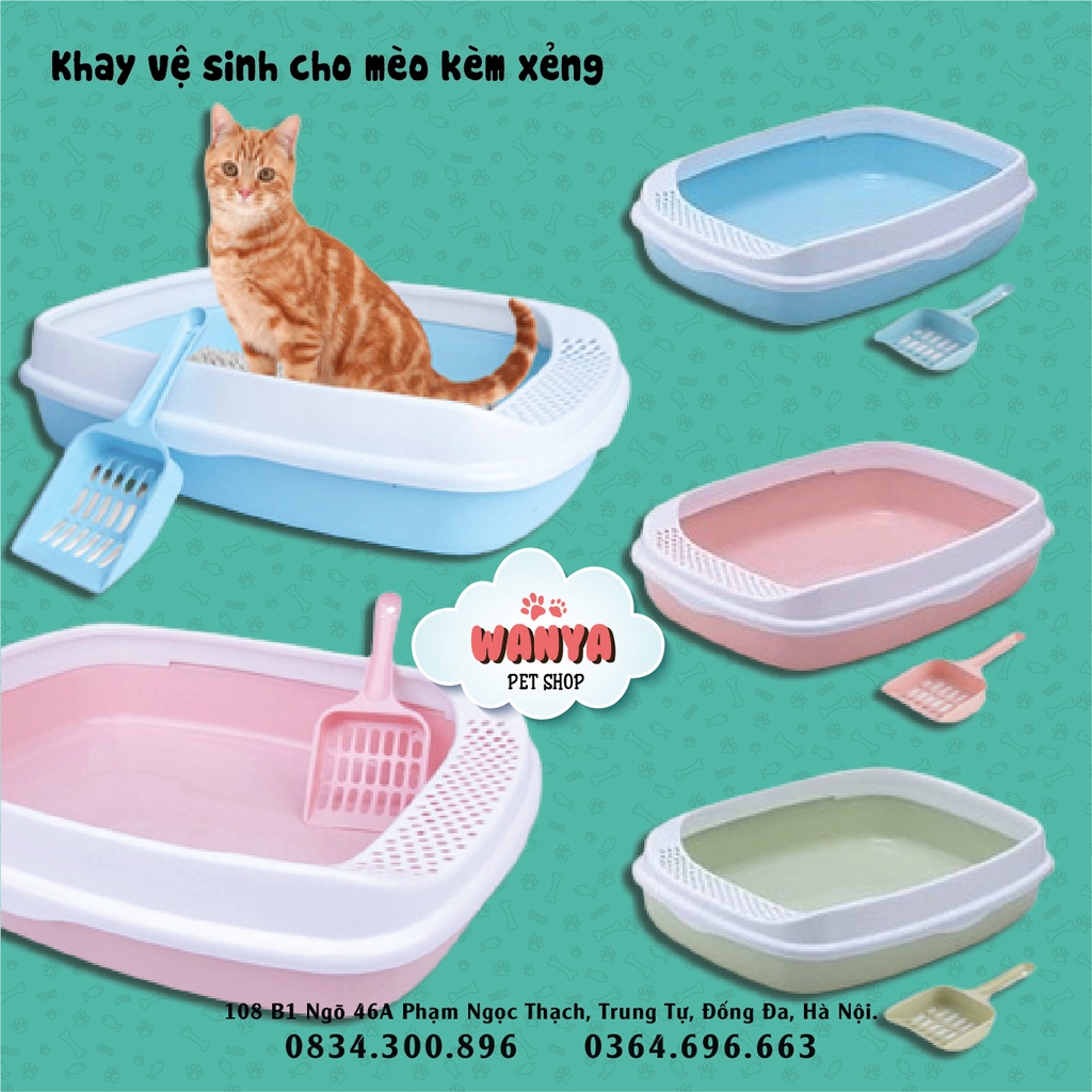 Khay / chậu vệ sinh cho mèo kèm xẻng xúc cát | Wanya Pet Shop