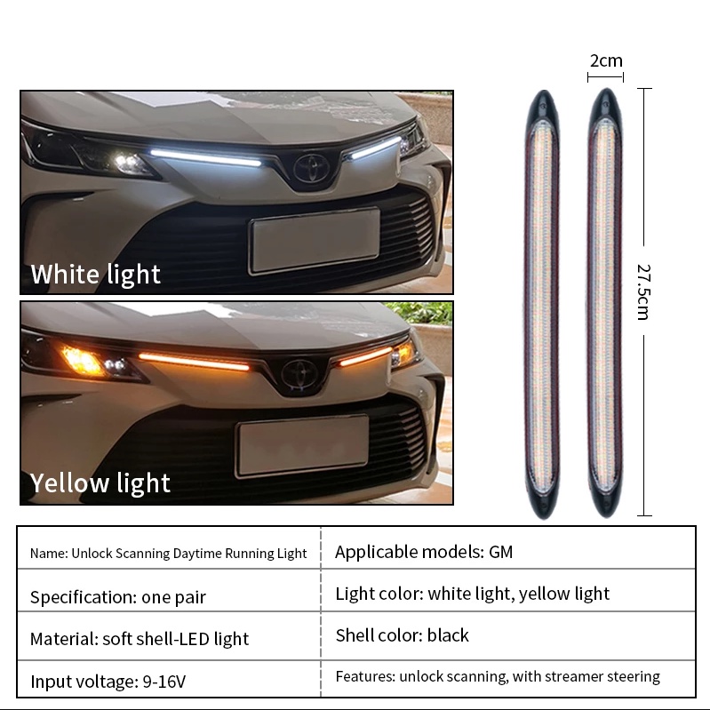 Bộ 2 Đèn Led DRL Ánh Sáng Vàng Chống Nước Dùng Trang Trí Xe Hơi