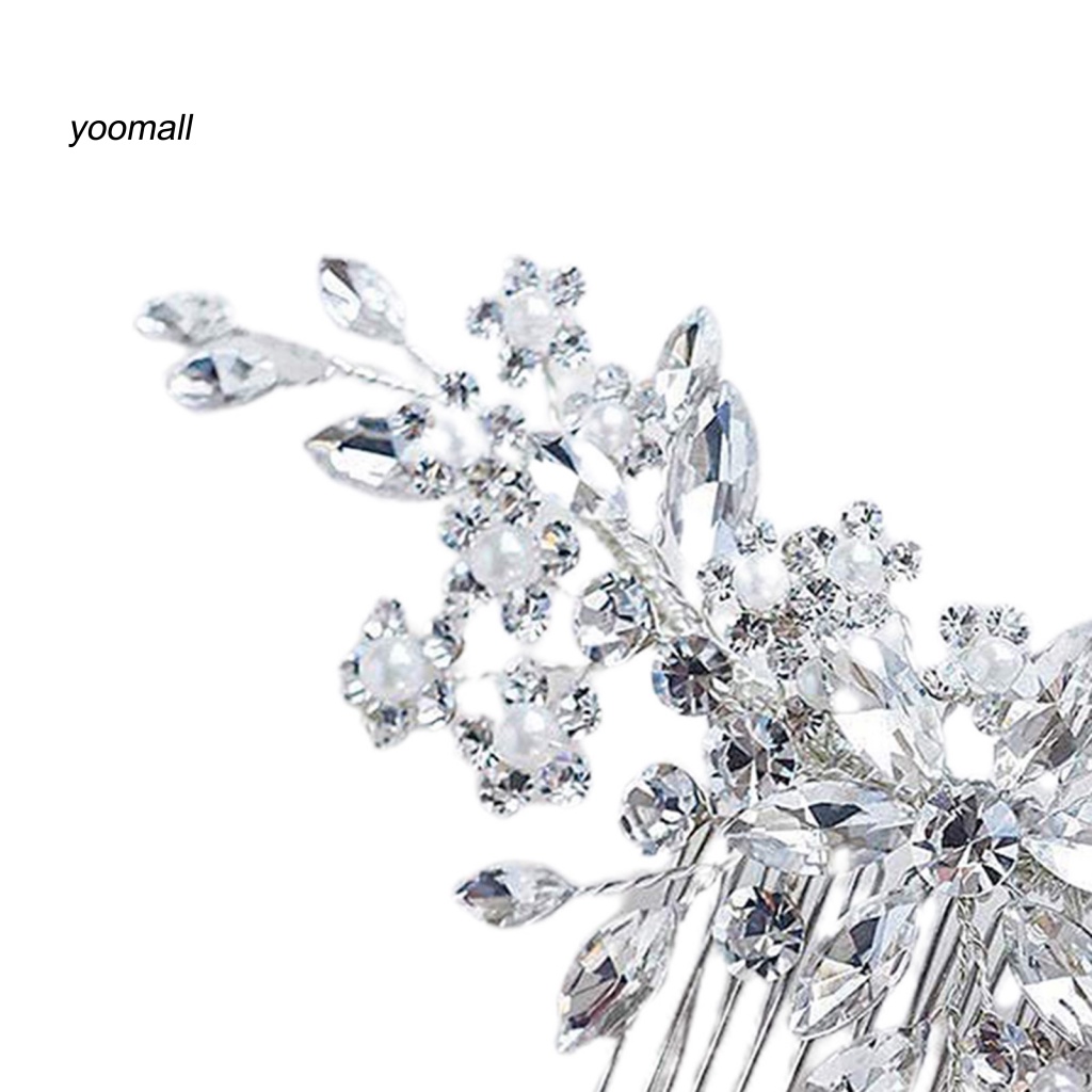 / Yo / Lược Cài Tóc Đính Kim Cương Giả Thủ Công Cho Cô Dâu Trong Tiệc Cưới