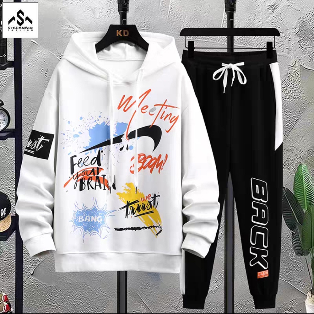Bộ quần áo hoodies nam STYLE MARVEN in phối chữ meeting dáng thể thao - SET NAM 90000200C