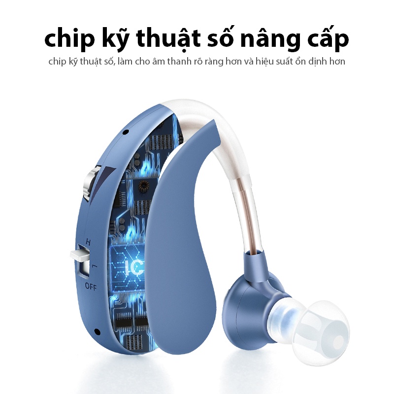 Britzgo Giảm nhiễu Máy Trợ Thính điếc USB Phí Cho Người Già Bộ khuếch đại nghe giảm nhiễu điếc VHP-1204 bạc xanh