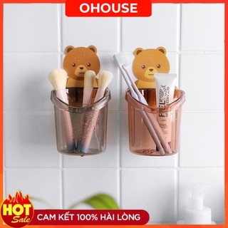 Cốc gấu đựng bàn chải kem đánh răng dán tường đa năng