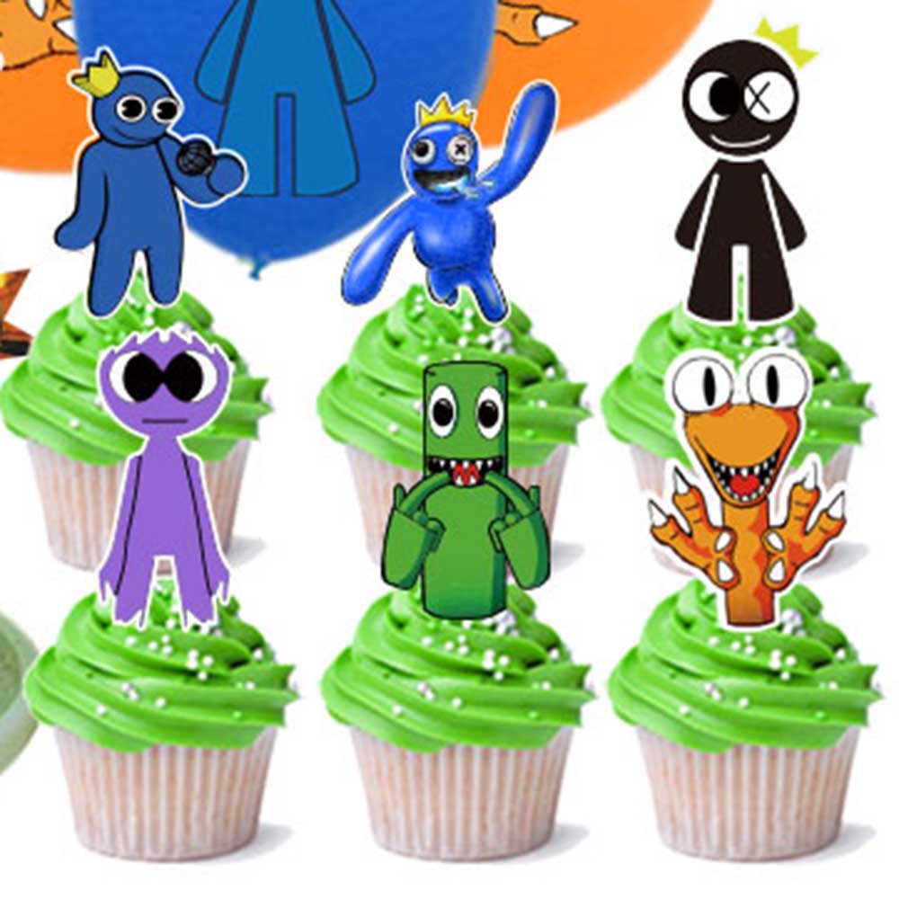 41Pcs Roblox Rainbow Friends Balloons Banner/Flag Cupcake Toppers Birthday Party