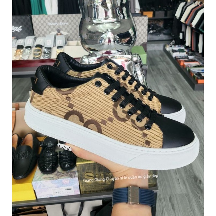 Giày Sneaker Nam GUCCI Vải Hoạ Tiết Thêu Trẻ Trung