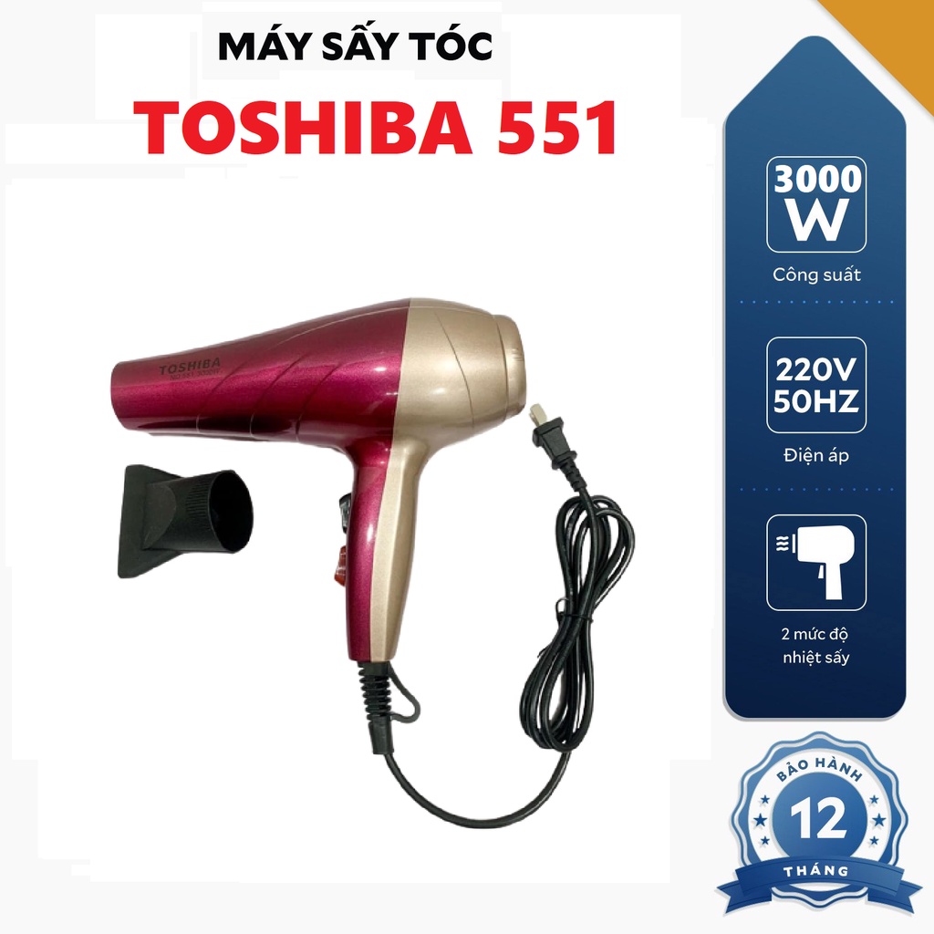 Máy sấy tóc cao cấp Toshiba 551- 3000w - siêu bền chất lượng cao