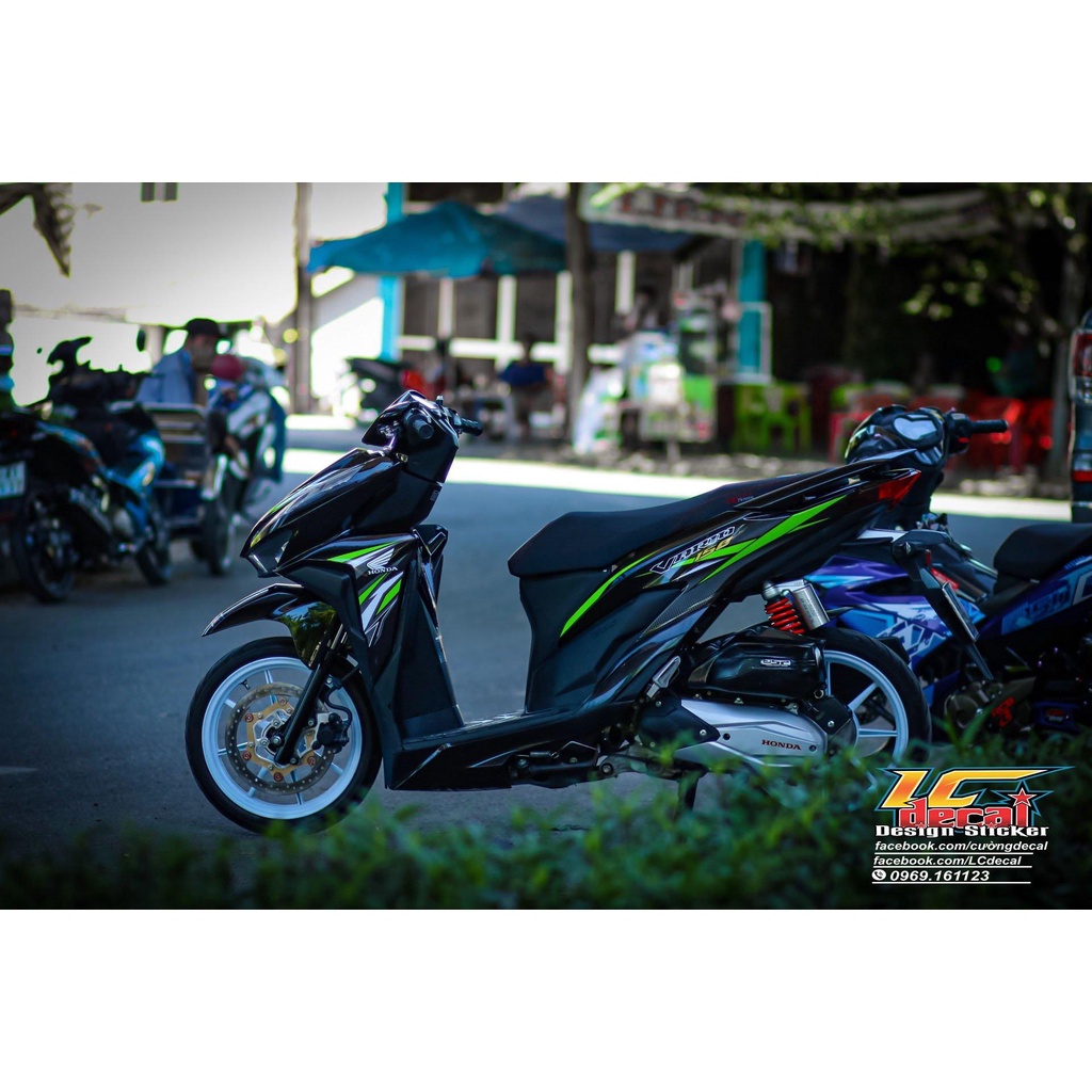 TEM RỜI mẫu chỉ xanh lá cho Vario 150 đen - tem cao cấp không bay màu