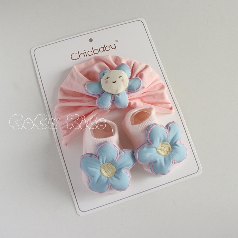 Set mũ turban kèm tất hình thú siêu dễ thương cho bé