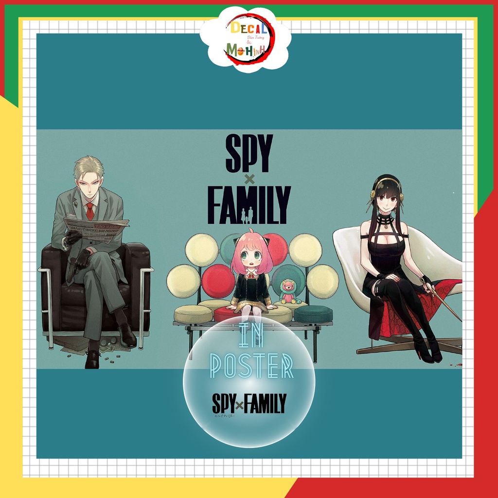 Poster ANIME Spy X Family, Áp Phích Manga Gia Đình Điệp Viên Giấy Decal CÓ KEO DÁN SẴN Kích thước A3 42x30cm