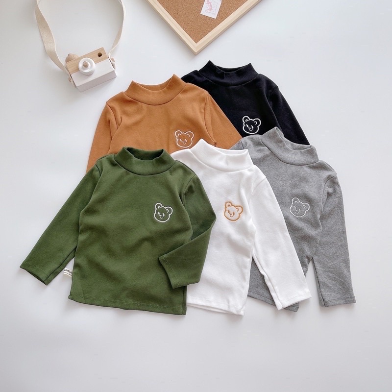 Áo len tăm gân hình gấu thêu cho bé chất đẹp