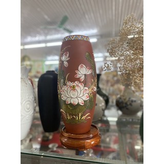 Lọ hoa gốm đỏ vẽ nổi