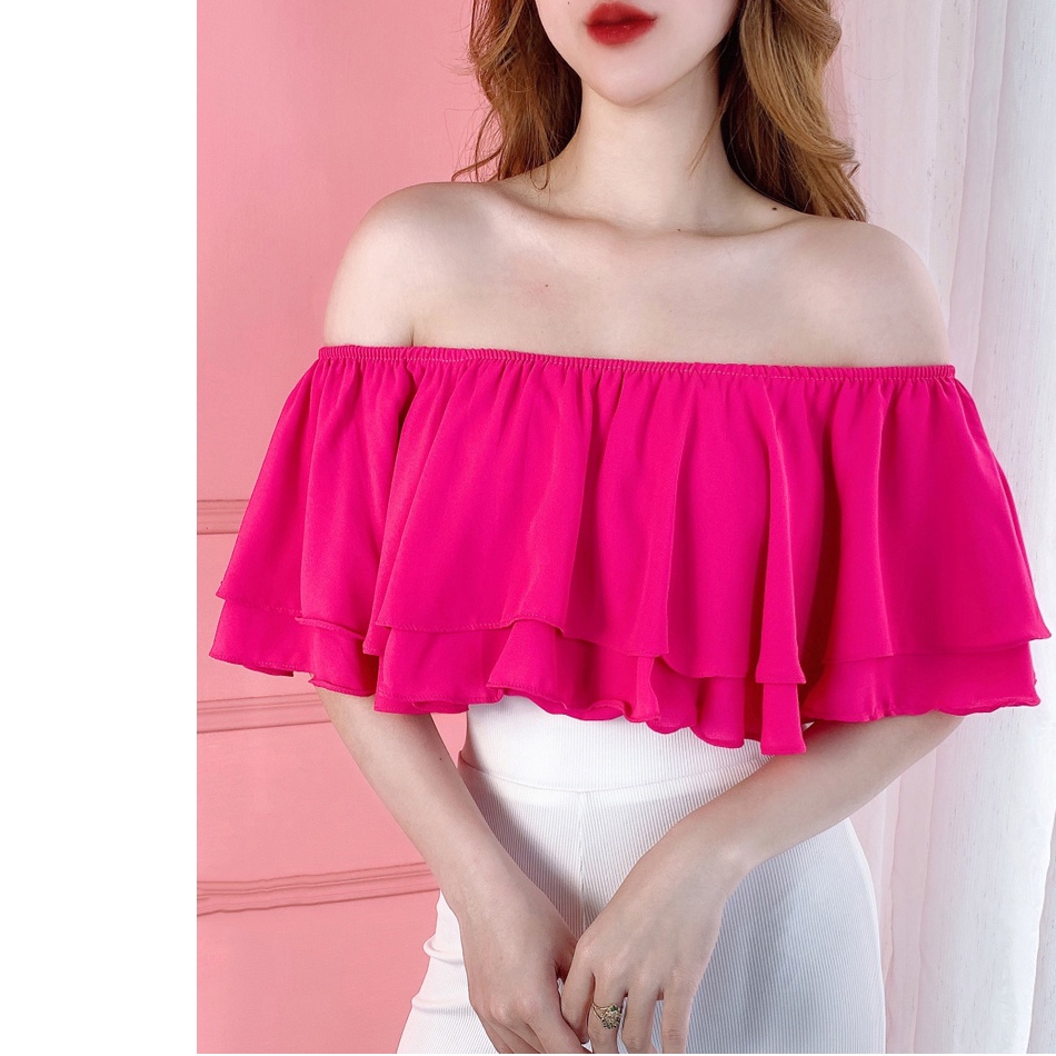Áo croptop trễ vai xòe tầng họa tiết hoa nhí MIMIX thanh lịch BM8170