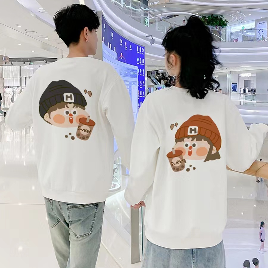 Áo thun nữ ZHELIHANGFEI tay dài cổ tròn form rộng họa tiết in dễ phối đồ