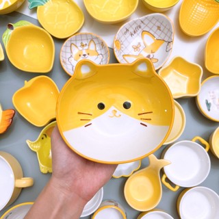 Set Chén bát sứ cho bé ăn dặm Màu vàng