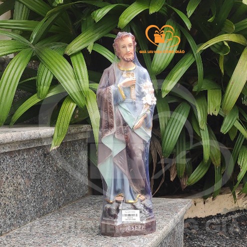 Tượng Thánh Giuse chất liệu nhựa màu xanh cách điệu Quà Lưu Niệm Công Giáo