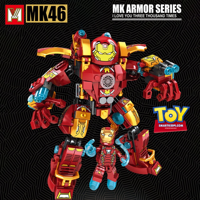 Lắp ráp xếp hình not Lego siêu anh hùng : bộ giáp Iron Man Hulkbuster MK46 và MK24