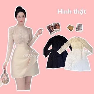 Đầm dự tiệc pha ren chuẩn xịn
