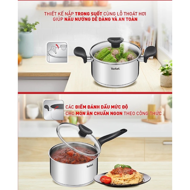 Bộ nồi Tefal Primary 16/18/20cm (quánh 16cm-1.5L,nồi 18cm-2.2L, nồi 20cm-3L)