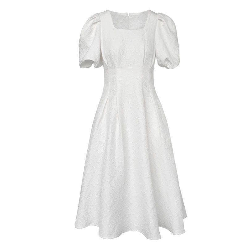 💓váy babydoll Đầm Trắng Dáng Dài Tay Phồng Cổ Chữ V Thời Trang Mùa Hè 2022 Mới Mẻ